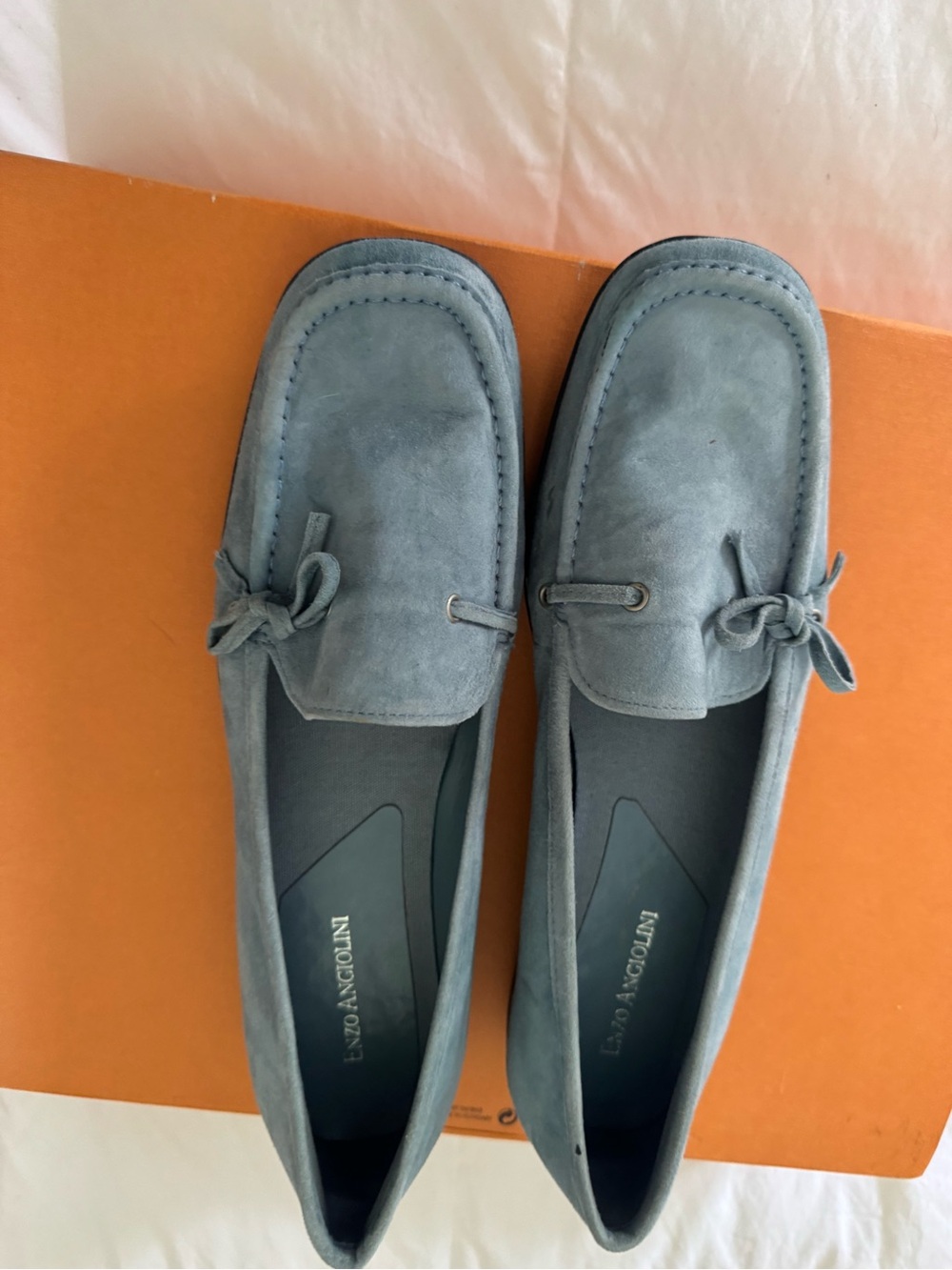 Enzo Angiolini Light Blue Suede Slip-On Loafers